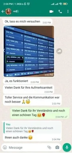 Verified WhatsApp customer conversation 1
