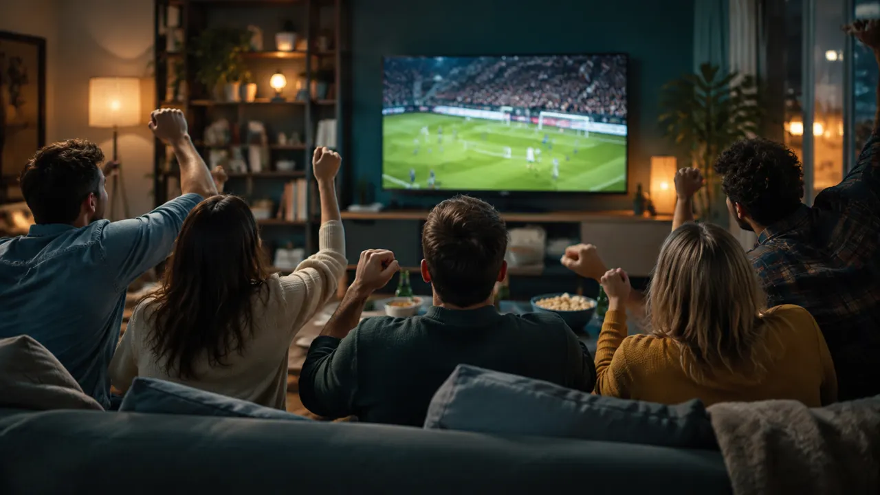 Friends testing the best IPTV option for live football viewing