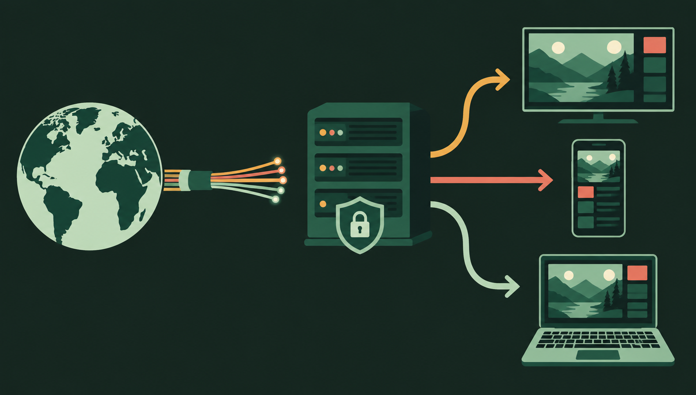 How IPTV Europe sends streams from the internet through a server to connected devices